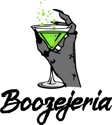 Boozejeria’s illustrated hand holding a green cocktail